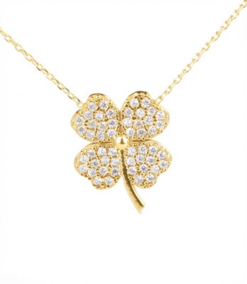 14 Ayar Altın Yonca Modeli Kolye - 2