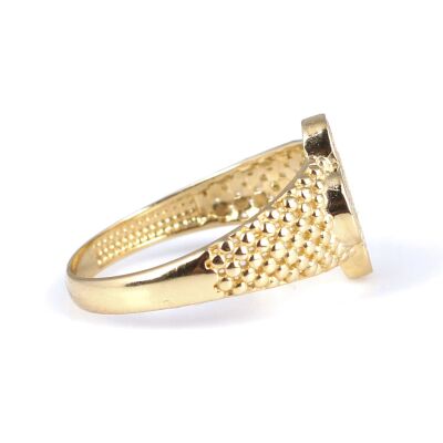 14 Ayar Altın Yonca Şeklinde Zirkon Taşlı Yüzük - 4