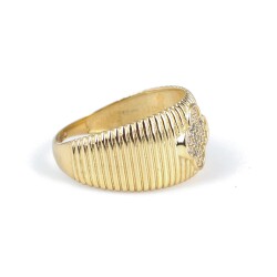 14 Ayar Altın Yonca Zirkon Taşlı Yüzük - 4