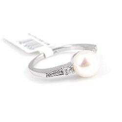 14 Ayar Altın Zarif Köşeli Model İnci Taşlı Yüzük - Nusrettaki (1)