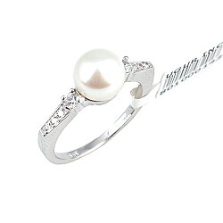 14 Ayar Altın Zarif Köşeli Model İnci Taşlı Yüzük - Nusrettaki