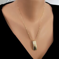 14 Ayar Altın Zirkon Taşlı Dikdörtgen Kolye - Nusrettaki