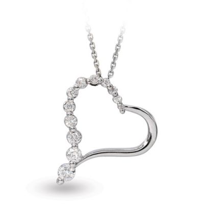 14K White Gold 0,21 ct Diamond Heart Necklace - 1