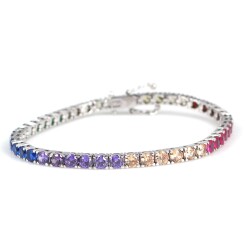 14 Ayar Beyaz Altın Karışık Taşlı Su Yolu Bileklik - Nusrettaki (1)