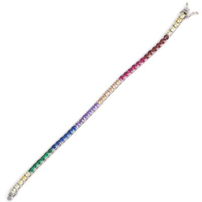 14 Ayar Beyaz Altın Karışık Taşlı Su Yolu Bileklik - 3