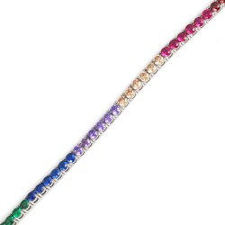 14 Ayar Beyaz Altın Karışık Taşlı Su Yolu Bileklik - 4