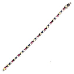 14 Ayar Beyaz Altın Mix Taşlı Su Yolu Bileklik - 4