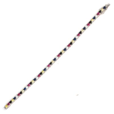 14 Ayar Beyaz Altın Mix Taşlı Su Yolu Bileklik - 4