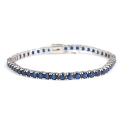 14 Ayar Beyaz Altın Safir Taşlı Su Yolu Bileklik - Nusrettaki