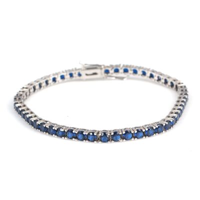 14 Ayar Beyaz Altın Safir Taşlı Su Yolu Bileklik - 2