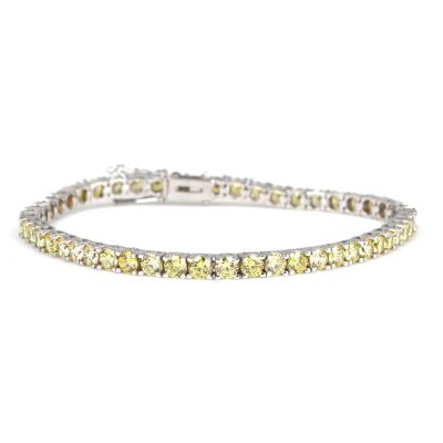 14 Ayar Beyaz Altın Sitrin Taşlı Su Yolu Bileklik - 1