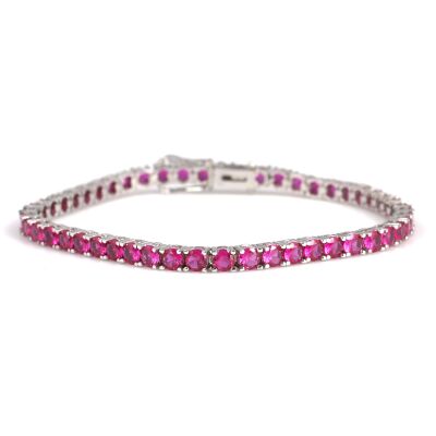 14 Ayar Beyaz Altın Yakut Taşlı Su Yolu Bileklik - 2