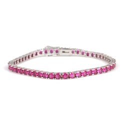 14 Ayar Beyaz Altın Yakut Taşlı Su Yolu Bileklik - Nusrettaki