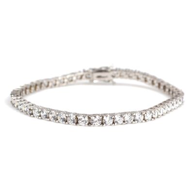 14 Ayar Beyaz Altın Zirkon Taşlı Su Yolu Bileklik - 1