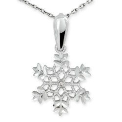 14K Gold Snowflake Diamond Necklace - Nusrettaki