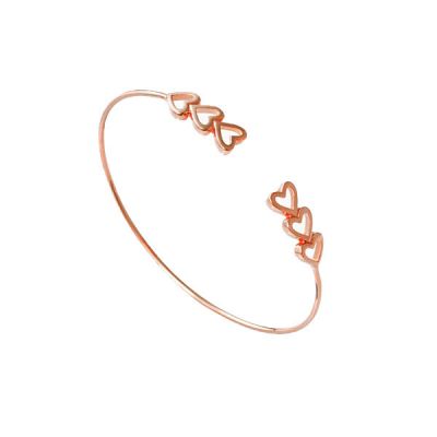 14K Gold Heart Bangle - 1