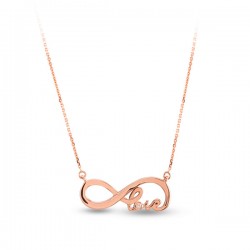 14K Gold 0,01 Ct Diamond Love & Infinity Necklace - Nusrettaki