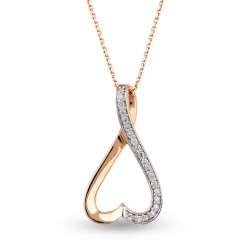 Nusrettaki - 14K Gold 0,07 ct Diamond Heart Model Necklace
