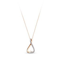 14K Gold 0,07 ct Diamond Heart Model Necklace - Nusrettaki (1)