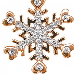 14K Rose Gold 0,08 ct Snowflake Diamond Necklace - Nusrettaki (1)
