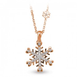 Nusrettaki - 14K Rose Gold 0,08 ct Snowflake Diamond Necklace