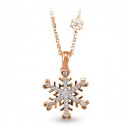 14K Rose Gold 0,08 ct Snowflake Diamond Necklace - Nusrettaki