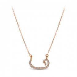 14K Rose Gold 0,08 ct Hamsa Hand Design Diamond Necklace - Nusrettaki