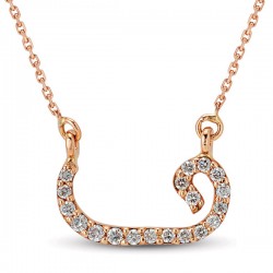 14K Rose Gold 0,08 ct Hamsa Hand Design Diamond Necklace - Nusrettaki (1)