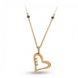 14K Rose Gold 0,16 ct Diamond Heart Shaped Necklace - Nusrettaki