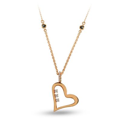 14K Rose Gold 0,16 ct Diamond Heart Shaped Necklace - 1