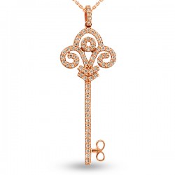 14K Rose Gold 0,44 ct Key Diamond Necklace - Nusrettaki (1)