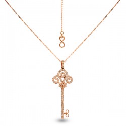 14K Rose Gold 0,44 ct Key Diamond Necklace - Nusrettaki