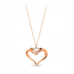 14K Gold 0,06 ct Diamond Love Necklace - Nusrettaki (1)