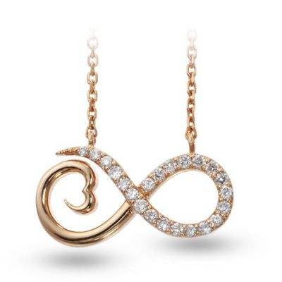 14K Gold 0,16 ct Diamond Infinity Necklace - 1