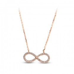 14K Gold 0,20 ct Diamond Infinity Necklace - Nusrettaki