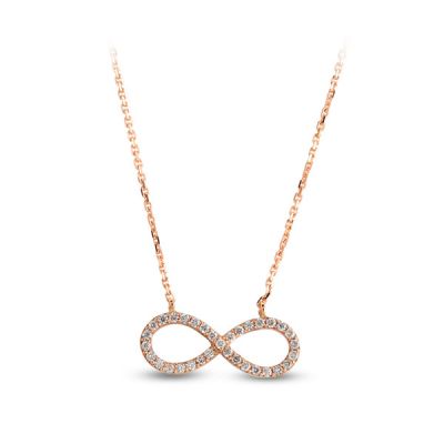 14K Gold 0,20 ct Diamond Infinity Necklace - 1