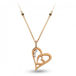 Nusrettaki - 14K Gold 0,27 ct Diamond Opened Up Hearts Necklace