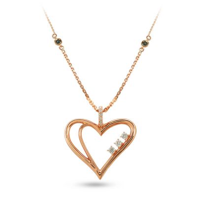 14 Ayar Rose Altın 0,30 Karat Kalp Pırlanta Kolye
