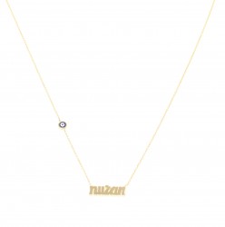 14K Gold A Letter Necklace - 1