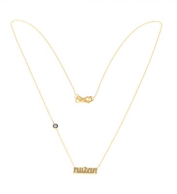 14K Gold A Letter Necklace - 2