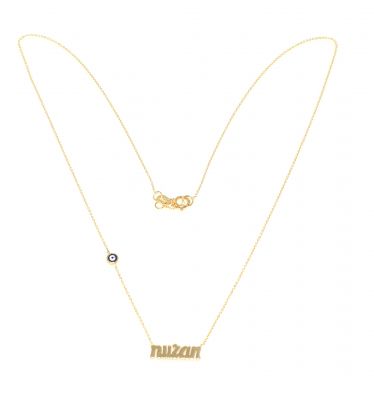 14K Gold A Letter Necklace - 3