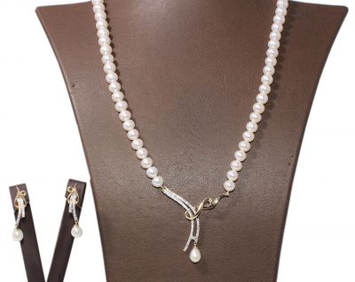14K Gold Infinity Jewelry Set with Pearl - 1