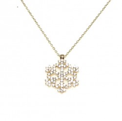 14K Gold Snowflake Necklace with Cubic Zircon - 1
