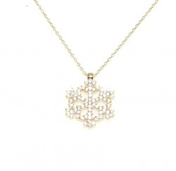 14K Gold Snowflake Necklace with Cubic Zircon - Nusrettaki (1)