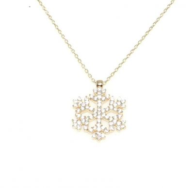 14K Gold Snowflake Necklace with Cubic Zircon - 2