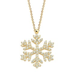 14K Gold Snowflake Necklace with Cubic Zircon - 3