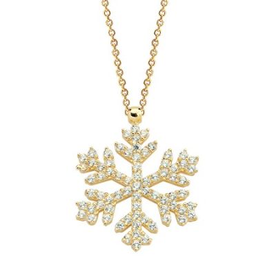14K Gold Snowflake Necklace with Cubic Zircon - 3