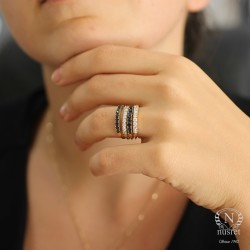 14K Gold 4 Wires Ring With Cz - Nusrettaki