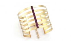 14K Gold Bangle Bracelet, 6 Rows with Ruby - Nusrettaki (1)