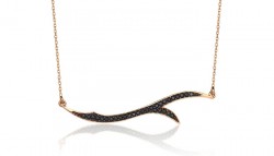 14K Gold Black Gemstoned Branch Design Necklace - Nusrettaki (1)